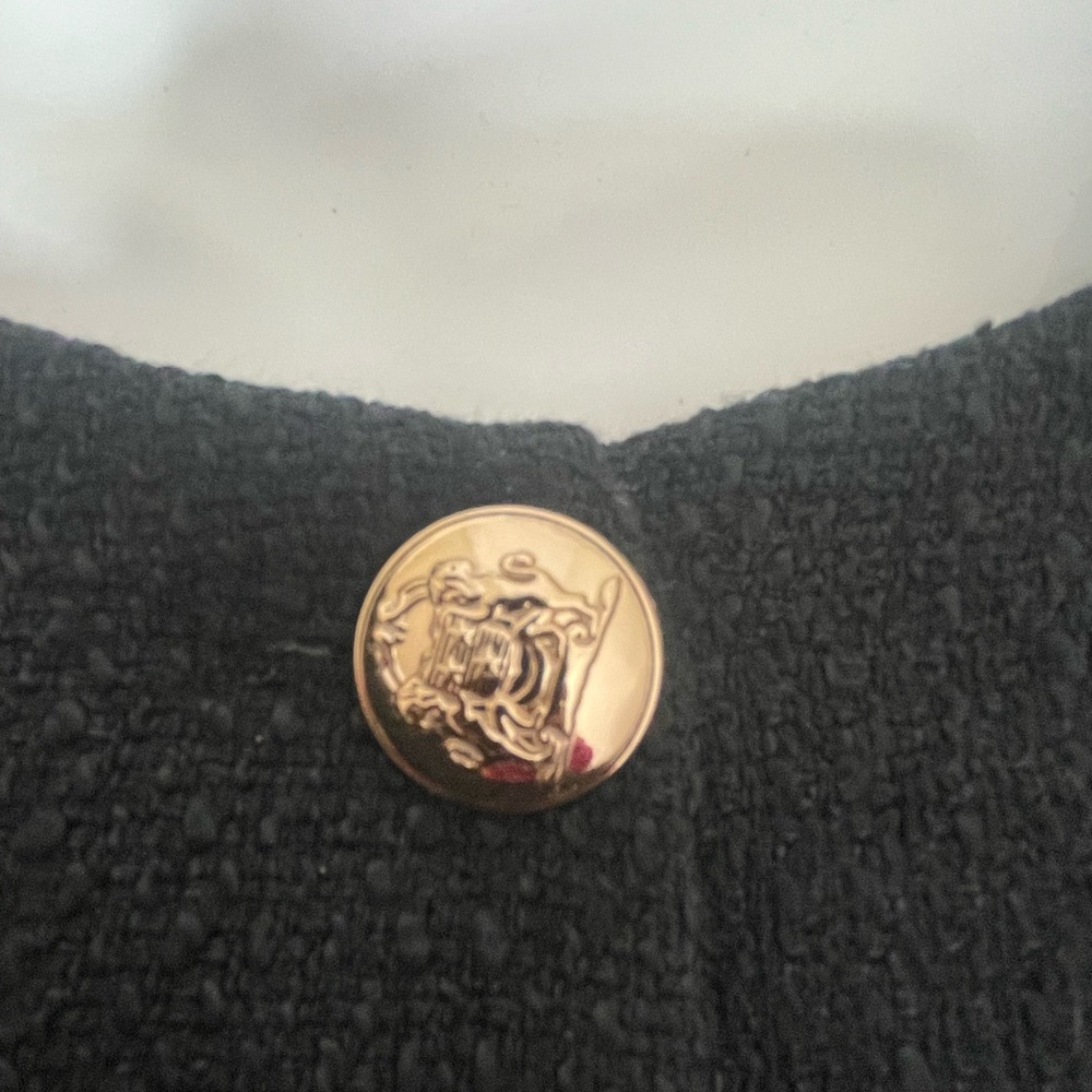 Sz M Cider Tweed Button Crew Neck Jacke Black Women's Jacket with Gold Buttons - Picture 11 of 16